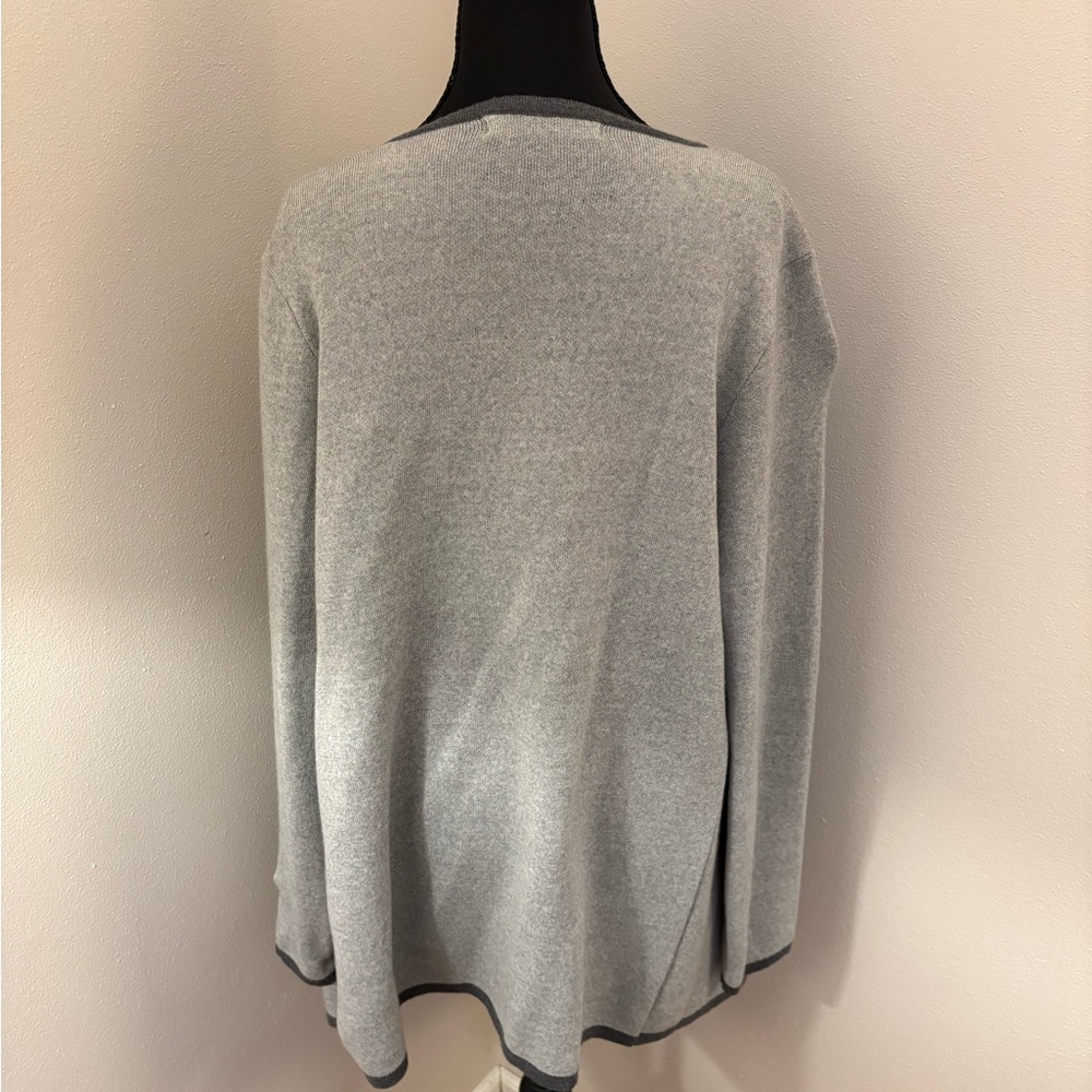 Gray Open Front Cardigan (Part Wool) - Picture 2 of 5